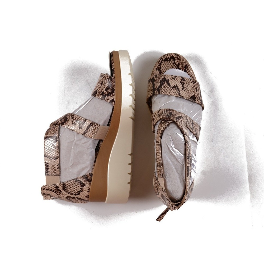 Soul Naturalizer Wedge Sandals Goodtimes Beige Snakeskin Print 9.5W NWT